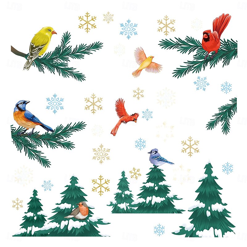 9 Sheets Christmas Window Cling Wall Sticker Decals Decorations, Creative Snowflakes, Static Cling, Storefront & Home Glass Decor4