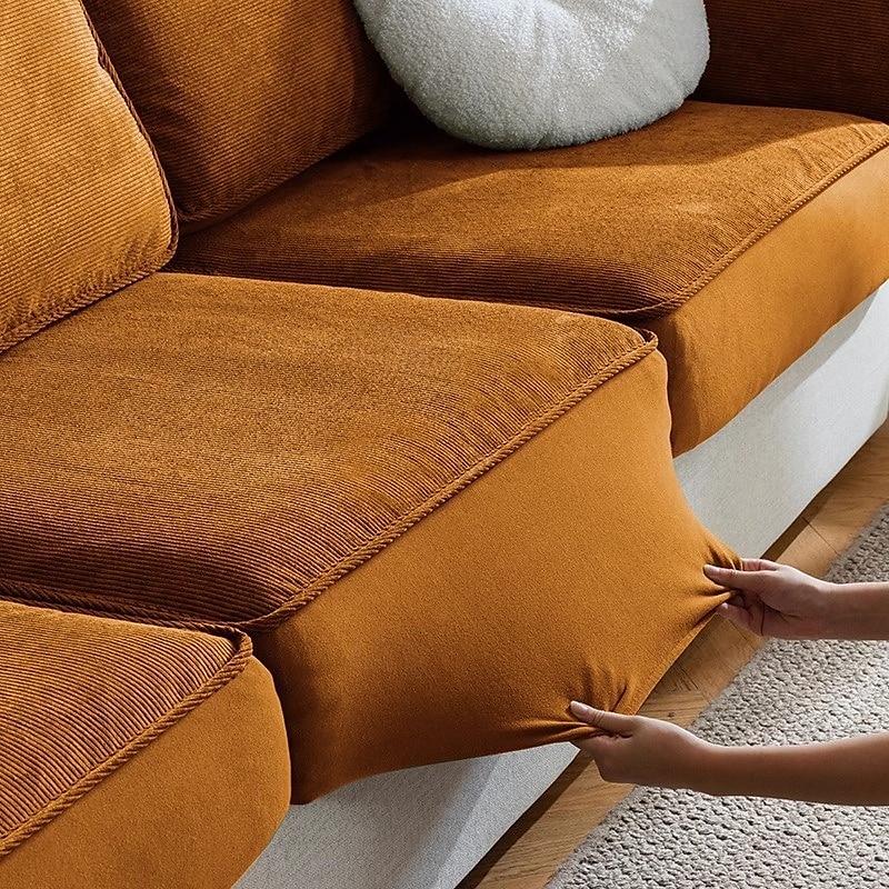 Corduroy Sofa Cover Full Coverage - Stretchable Universal Slipcover for 3/4-Seater Couches, All-Season Cushion Protector with Anti-Slip Bottom3
