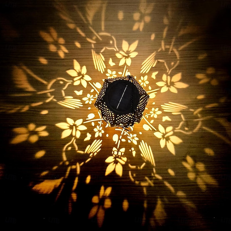 1 Pc 45CM outdoor solar hot air balloon hanging light hollow iron projection light hummingbird mushroom courtyard garden terrace balcony decorative lantern landscape light4