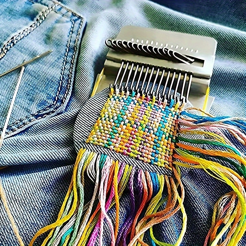 Handheld Weaving Loom - Portable Tapestry Repair Tool for Clothes & Jeans, Light Grey3