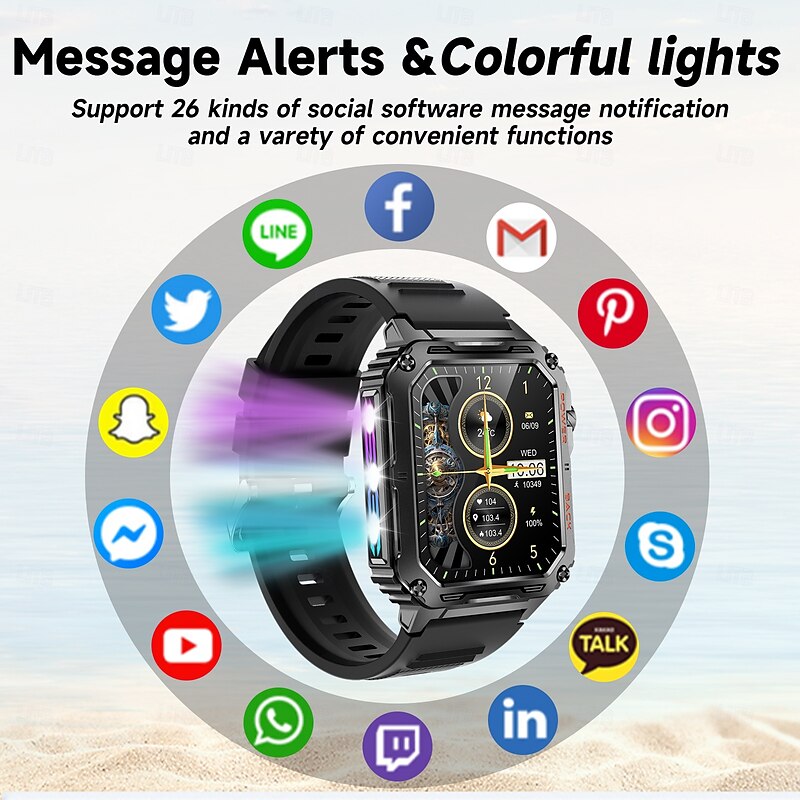 LOKMAT P3 Smart Watch 1.91 inch Smartwatch Fitness Running Watch Bluetooth Pedometer Call Reminder Activity Tracker Compatible with Android iOS Women Men Long Standby Hands-Free Calls Waterproof IP682