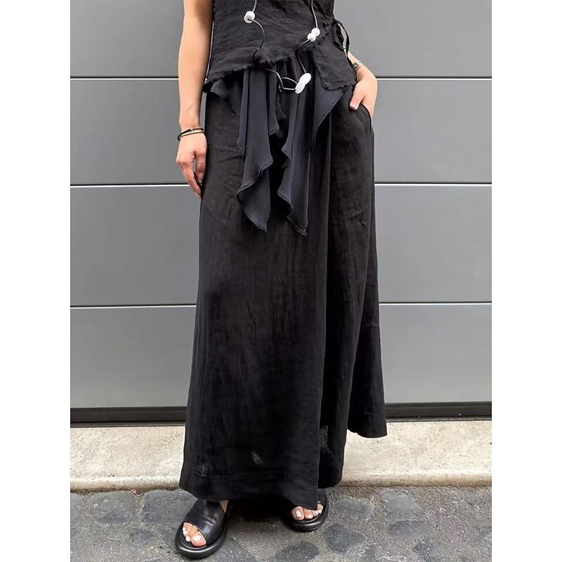 Women's Sailor Pants Straight Casual Comfort Full Length Natural Solid Colored White / White Grey Black Brown Spring, Fall, Winter, Summer3