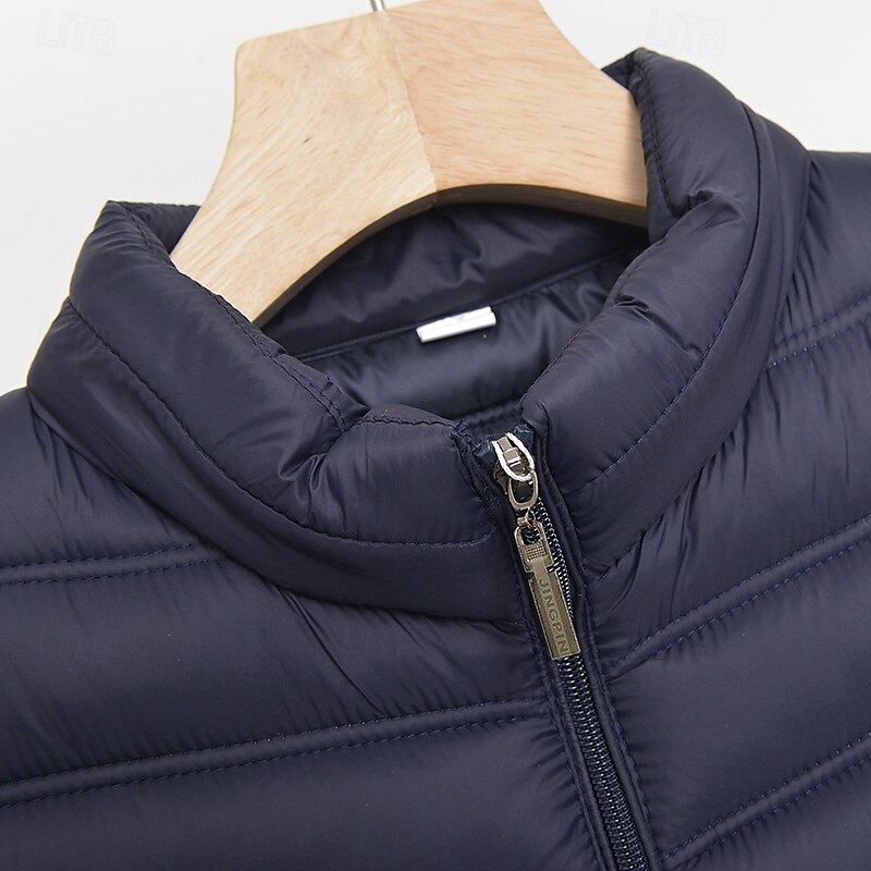 Men's Puffer Vest Vest Gilet Vacation Daily Date Fashion Casual Winter Pocket Polyester Warm Comfortable Solid Color Zipper Stand Collar Regular Fit Black Navy Blue Gray Vest3