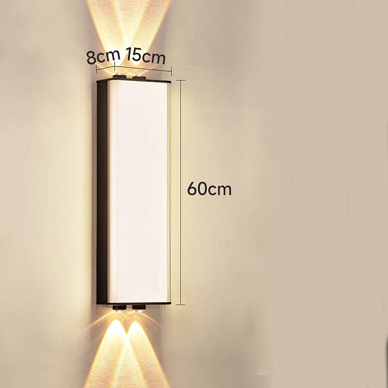 Outdoor LED Wall Lamp Acrylic Metal Line Design Waterproof Lighting Indoor Marble Wall Light Modern Bedroom Warm White Light 1PC