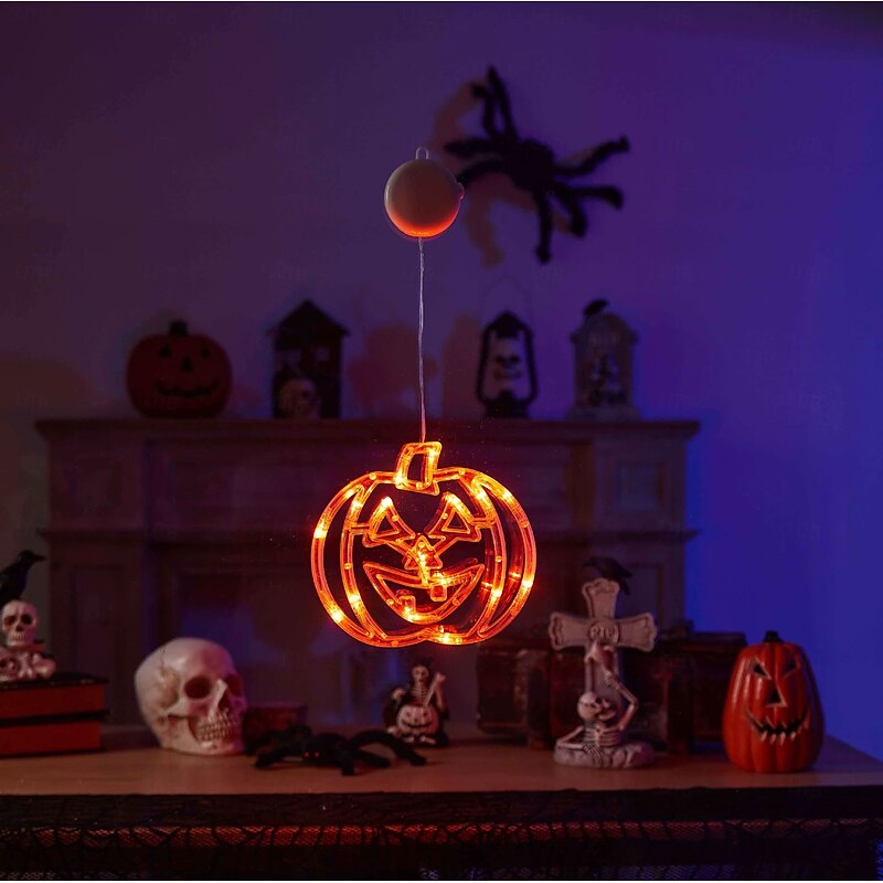 Halloween LED Pumpkin Bat Witch Suction Cup Light Battery Powered Halloween Party Creative Home Haunted House Shop Bar Window Pendant4