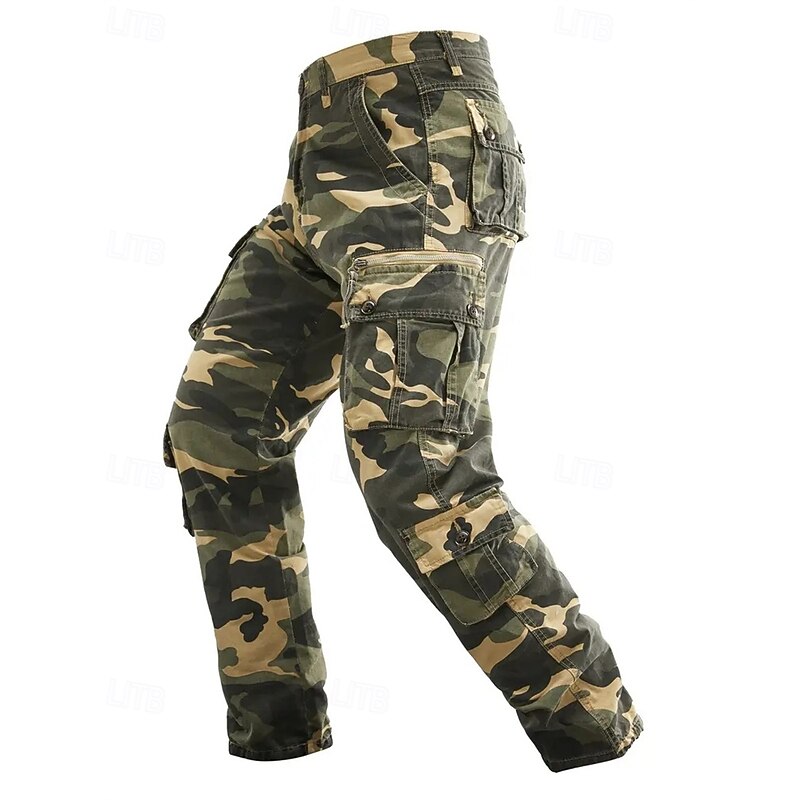 Men's Cargo Pants Tactical Pants Trousers Camo Pants Buttons Multi Pocket Camo Wearable Outdoor Daily Camping & Hiking Fashion Classic Yellow Army Green