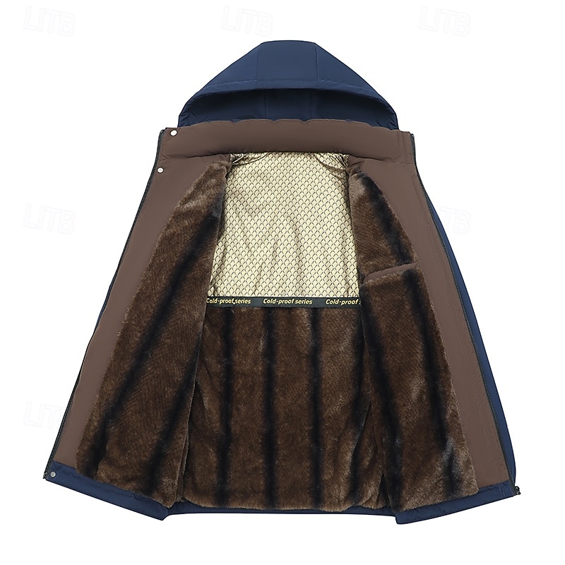 Men's Jacket Casual Jacket Outdoor Vacation Warm Zipper Pocket Fall Winter Plain Fashion Streetwear Standing Collar Regular Black Ink Blue Gray Jacket2