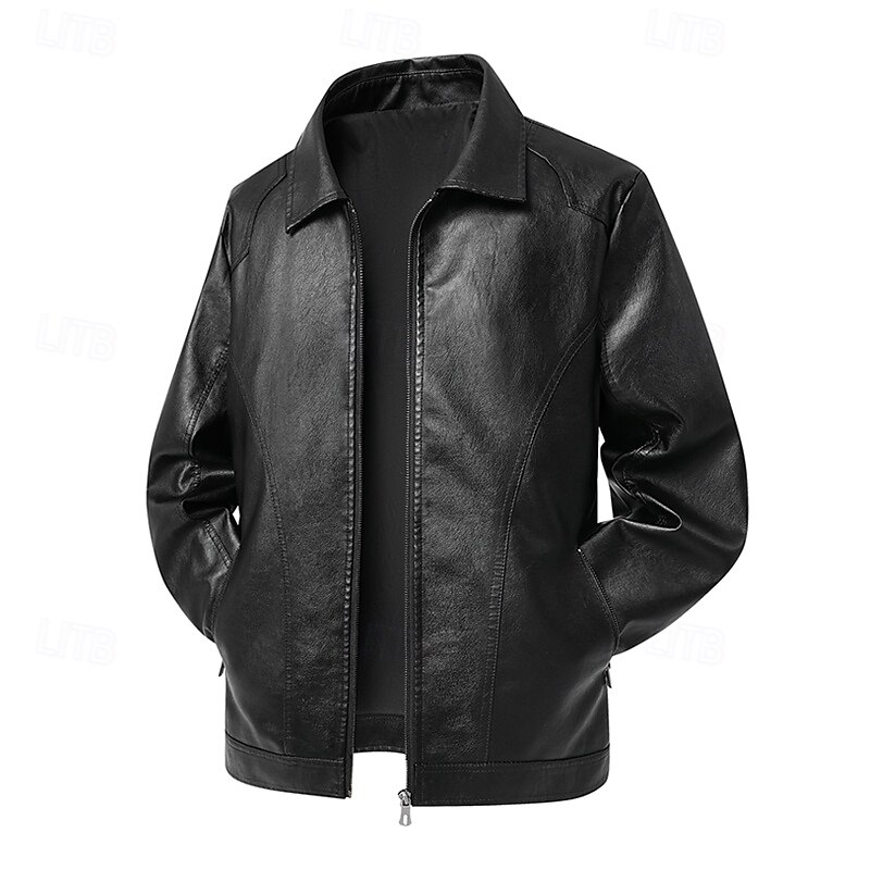 Men's Jacket Casual Jacket Outdoor Vacation Warm Zipper Pocket Fall Winter Plain Fashion Streetwear Standing Collar Regular Black Green Coffee Jacket2