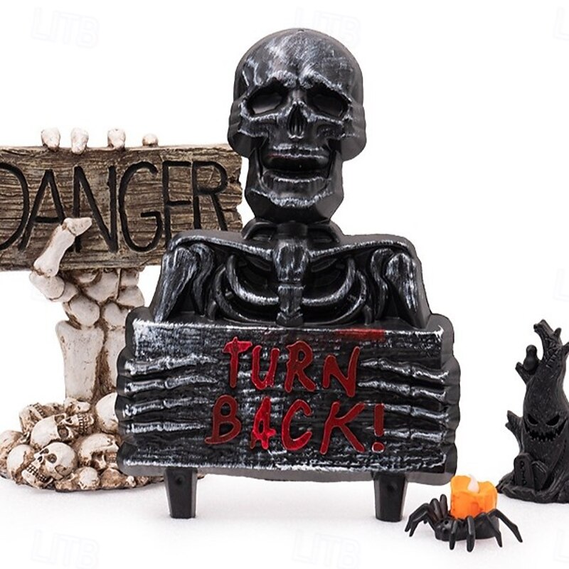 Halloween Skull Garden Stake Plastic Outdoor Decorative Item Lawn Party Decoration Horror Atmosphere Prop3