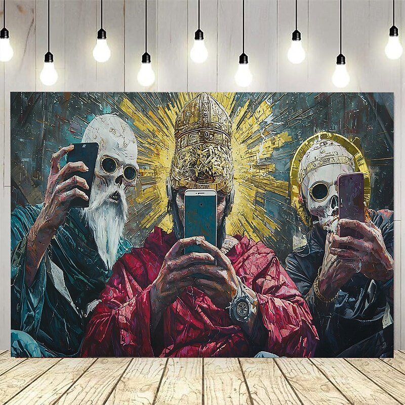 Halloween Backdrop Gothic Grim Reaper Tapestry, Dark Hooded Spirits Wall Hanging, Occult Haunted Room Decor, Creepy 2025 Halloween Wall Art for Bedroom or Living Room3
