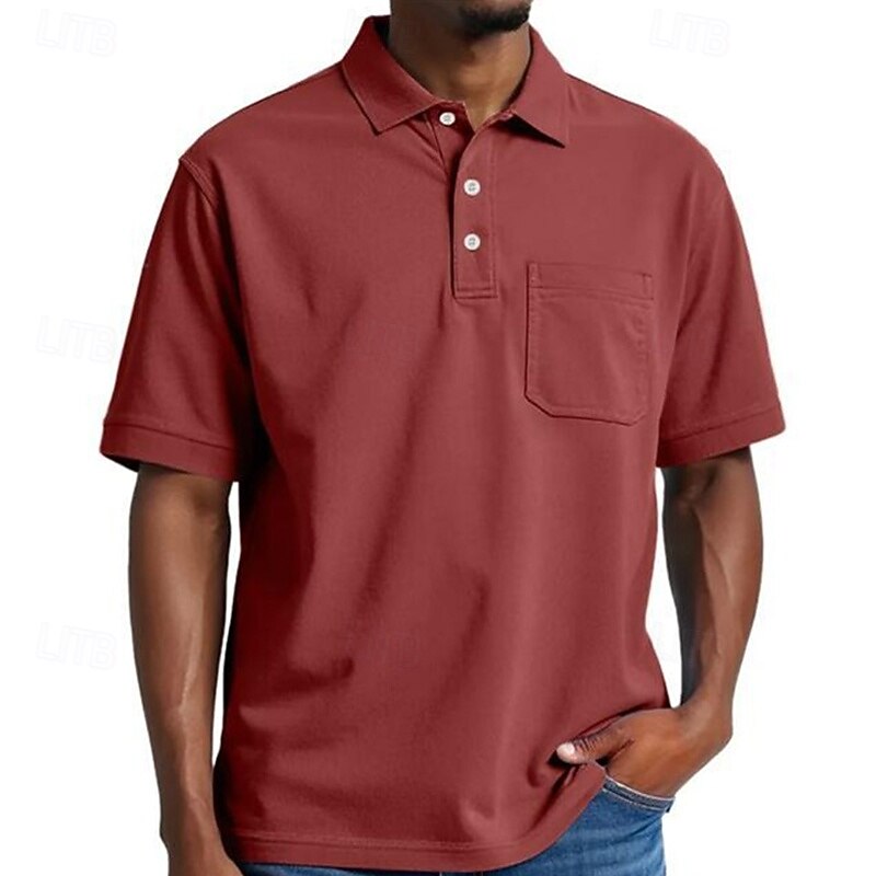 Men's Golf Shirt Golf Polos Shirts Work Casual Lapel Short Sleeve Basic Modern Plain Pocket Buttons Summer Regular Fit Black White Light Green Red Navy Blue Light Purple Golf Shirt4