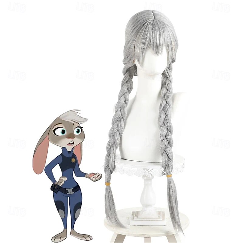 Judy Hopps Double Braids Cosplay Wig from Zootopia 2 – Synthetic Hairpiece for Costume & Party, Perfect for Halloween2