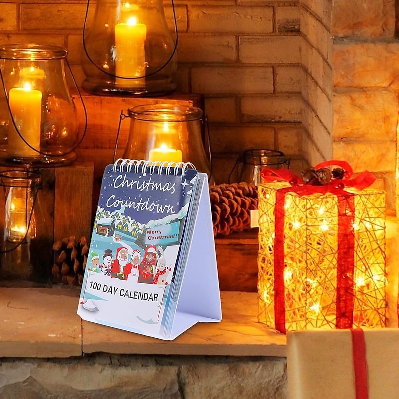 2025 100-Day Christmas Countdown Calendar Xmas Tear Off Countdown Desk Calendar, Desktop Advent Calendars, 100 Days Interactive Wall Art Home Decor Desk4