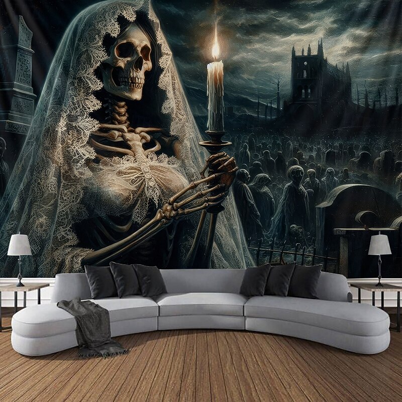 Halloween Tapestry Banners Wall Hangings Ghost Bride 3D Dark Punk Gothic Style Party Dorm Shooting Backgrounds Home Decor