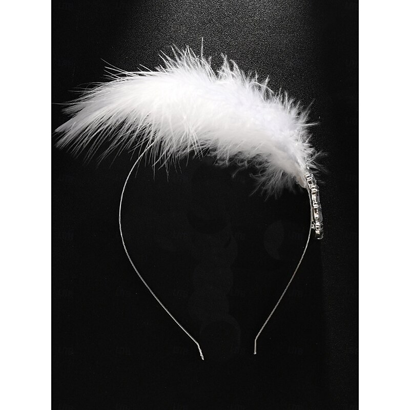 Women's White Feather Hair Clip - Vintage Crystal Embellished Headpiece for Ladies, Elegant Gatsby Style Fascinator for Party, Cocktail and Evening Outfits3