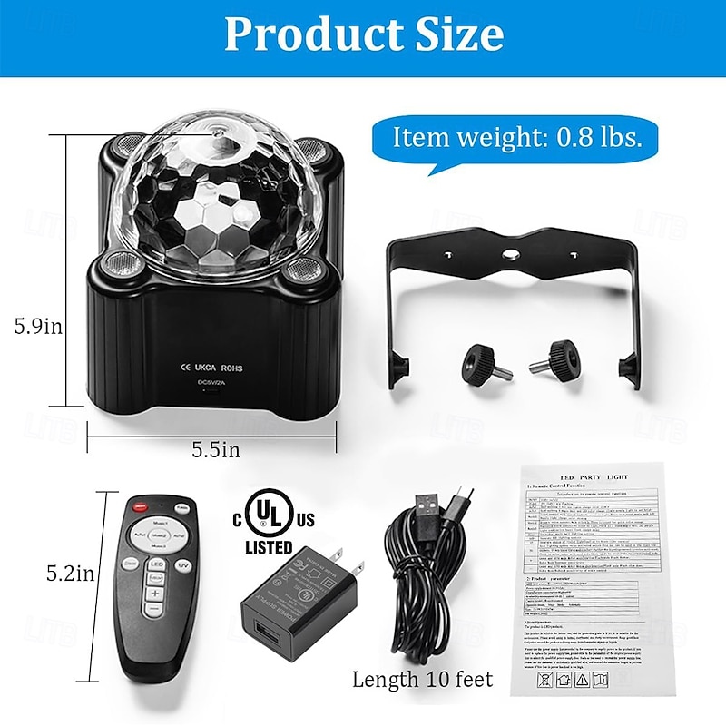 Disco Ball Party Lights Sound Activated Strobe DJ Stage Lighting for Indoor Room Outdoor Dance Floor Parties Birthday Rave Home Karaoke Halloween Christmas Wedding Show Bar Club Decorations4