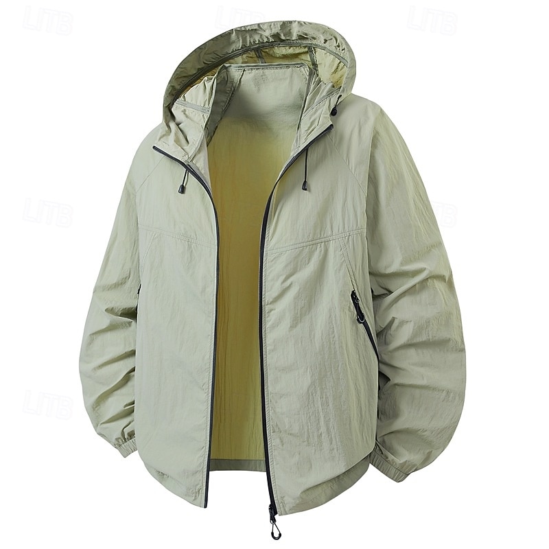 Men's Lightweight Jacket Rain Jacket Outdoor Casual UV Sun Protection Quick Dry Pocket Hooded Summer Spring Fall Solid Color Active Vintage Turndown Regular White Light Green Purple Dark Grey Light3
