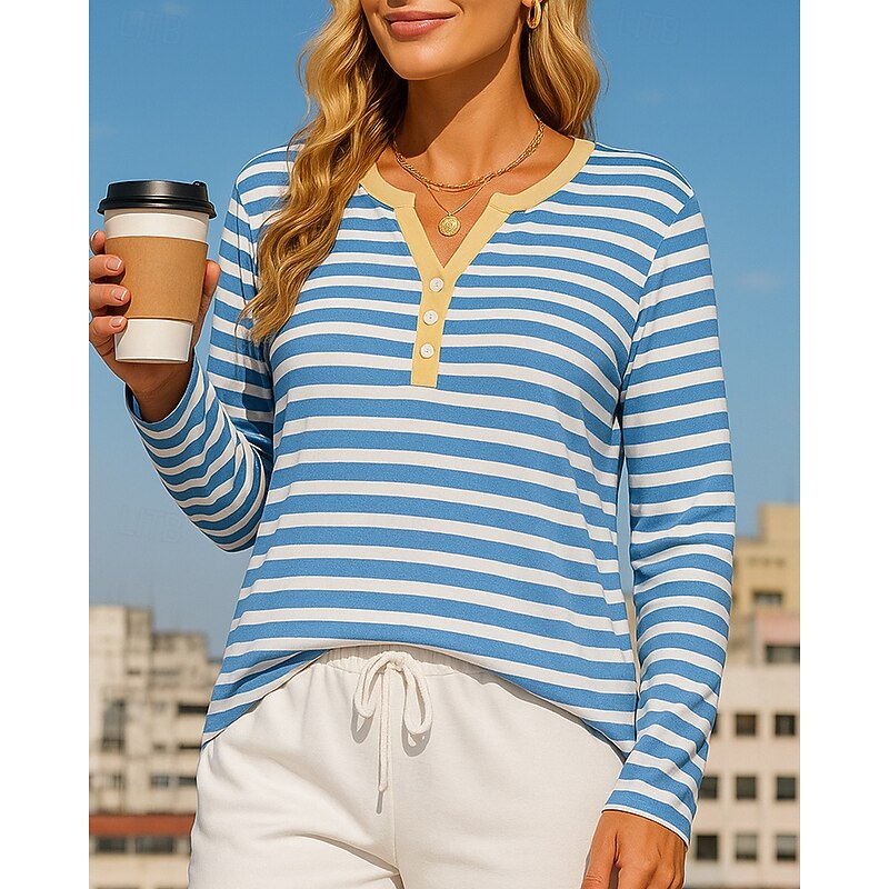 Women's Pullover Sweatshirt Casual Tops Long Sleeve Top Athleisure Fall V Neck Stripes Fashion Outdoor Travel Sportswear Activewear Black Pink Red4