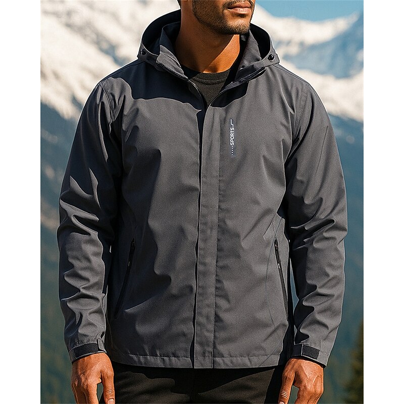 Men's Softshell Jacket Hiking Jacket Hardshell Jacket Outdoor Waterproof Windproof Hiking Outfits Hiking Clothes Spring Autumn / Fall Jacket Hunting Climbing Running Solid Color Black Ivory Dark Blue2