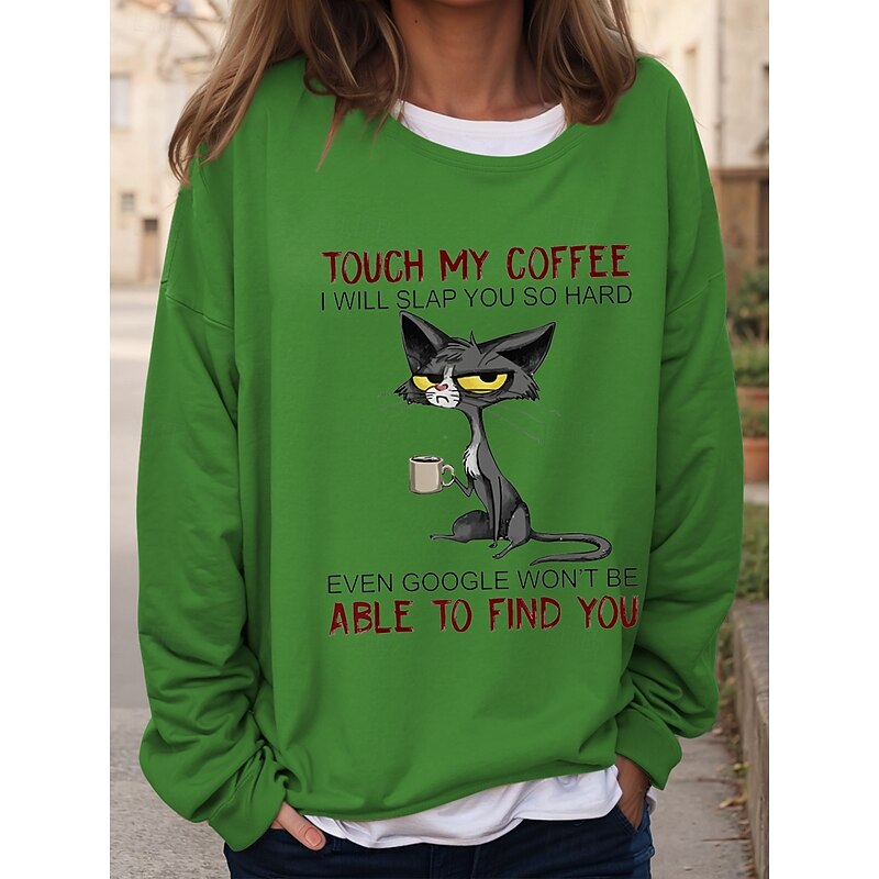 Women's Sweatshirts Graphic Letter Casual Long Sleeve Crew Neck Regular Tops Casual Print Pink Red Blue Green Khaki Fall Winter3