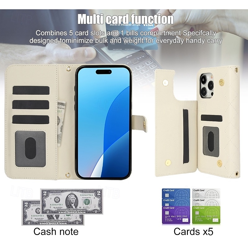 Phone Case For 16 15 14 Pro Max Plus 16e 13 Mini Wallet Case with Lanyard Kickstand Card Slot Retro TPU PU Leather2