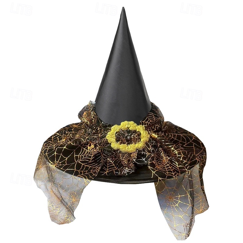 Kids Girls' Hats & Caps Sweet Party Halloween Hat Patchwork Silver Black3