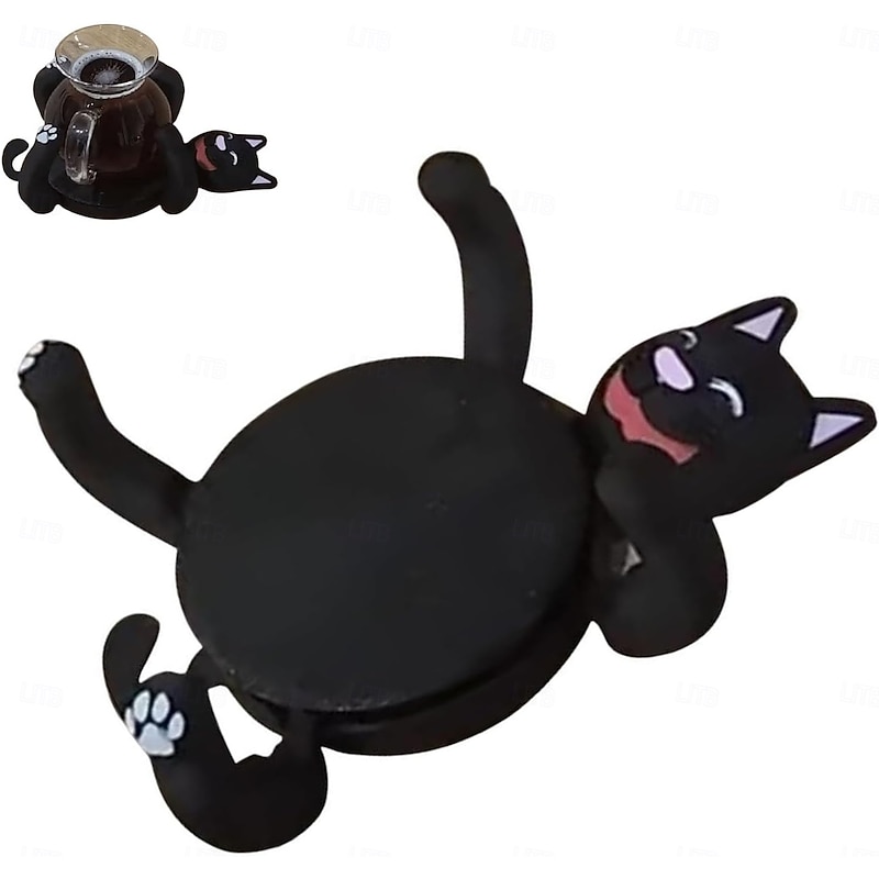 3D Print Cat Coasters, Cute Cats Coaster, Funny 3D Printed Animals Cup Holder, Creative Box Mug Cuddler, for Kinds Cups for Coffee & Tea, Home Decor Tabletop Protection, Gifts for Pet Lovers - Main Image