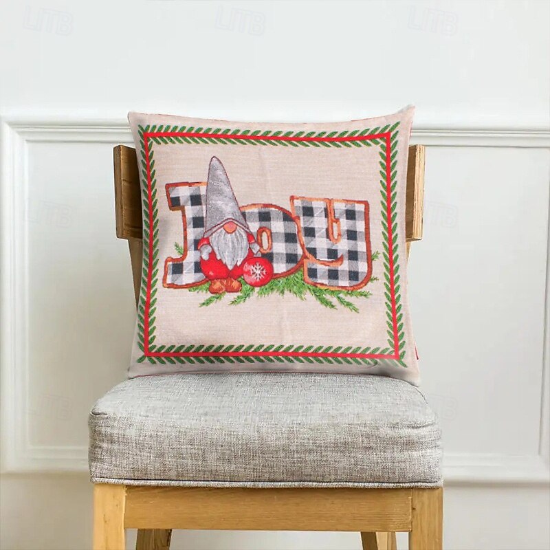 Christmas Pillow Cover Santa Claus Cartoon Design Linen Cushion Case for Sofa Car Holiday Decor Christmas Tree Themed Throw Pillow Festive Home Accessory3