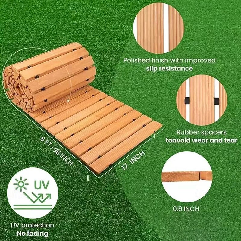 1pc Wooden Garden Pathway - 8ft,  Non-Slip, Handmade, Decorative Walkway for Outdoor Patios, Gardens, Yards, Beach Boardwalks, Weddings & Parties, Christmas, Thanksgiving, Valentine'S Day4