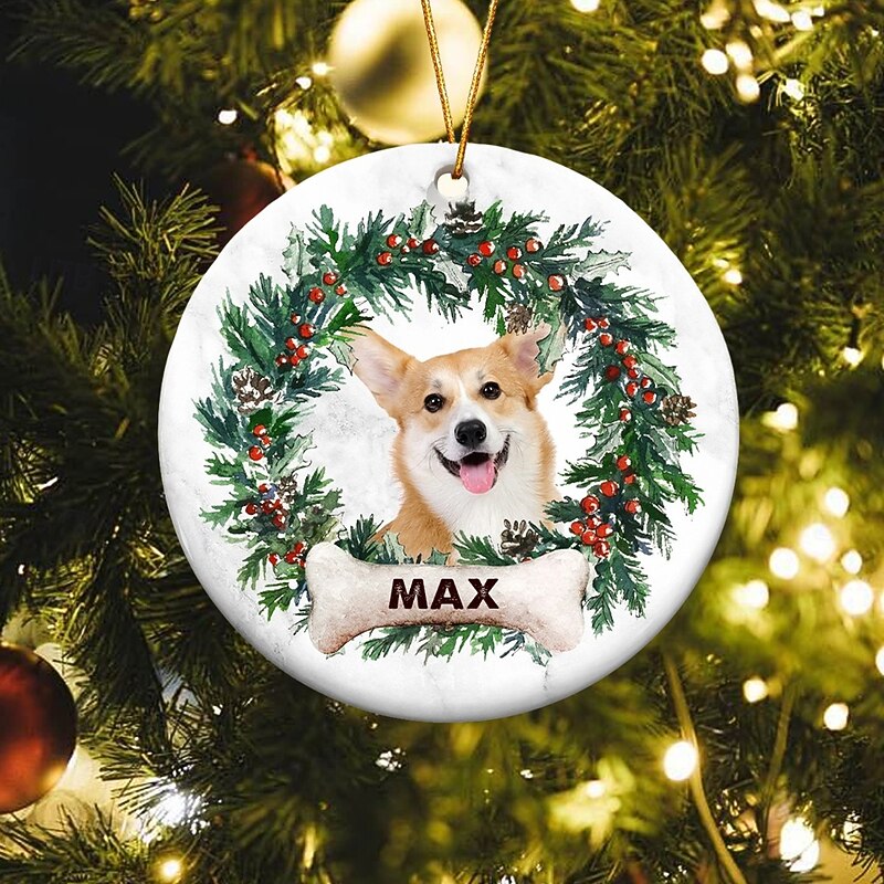 Personalized Pet Photo Christmas Ornaments Acrylic 2D Custom Christmas Gift Idea For Pet Lover Xmas Tree Ornaments Decoration Hanging Pendant