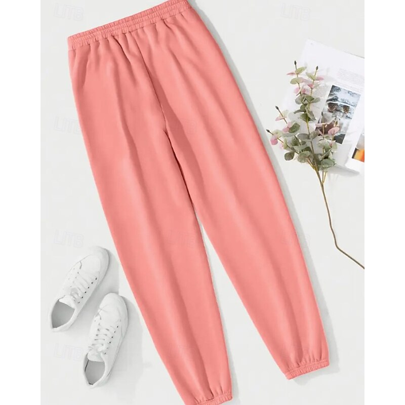 Women's Joggers Slacks Straight Streetwear Casual Full Length Natural Floral Elastic Waist Printing Soft Street Holiday Daily Wear Black White Pink Army Green Fall Regular Fit4