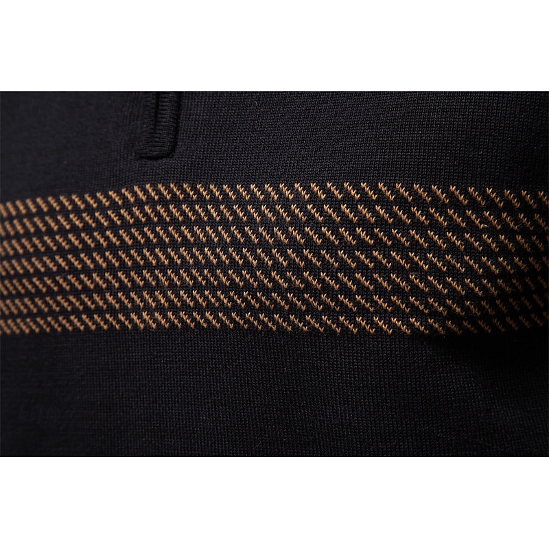 Men's Pullover Knit Regular Tops Half Zip Stripe Plain Standing Collar Cool Pullover School Vacation Clothing Apparel Spring Fall Black Dark Navy S M L4