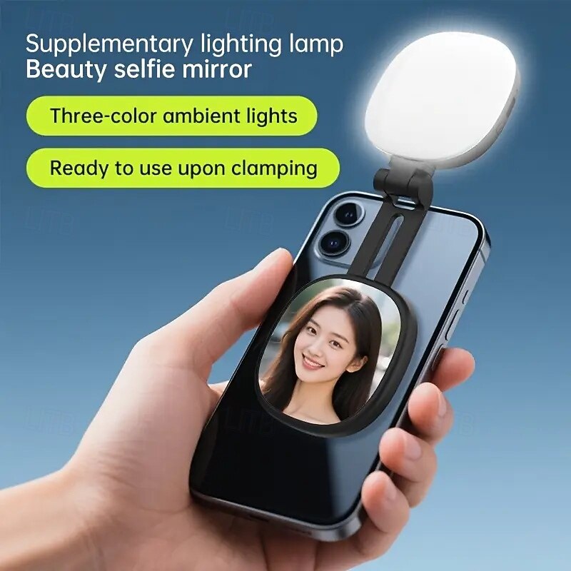 Magnetic Selfie Light for Mobile Phones Live Streaming Photography Mini Portable Makeup Mirror Foldable Pocket Light LED Light