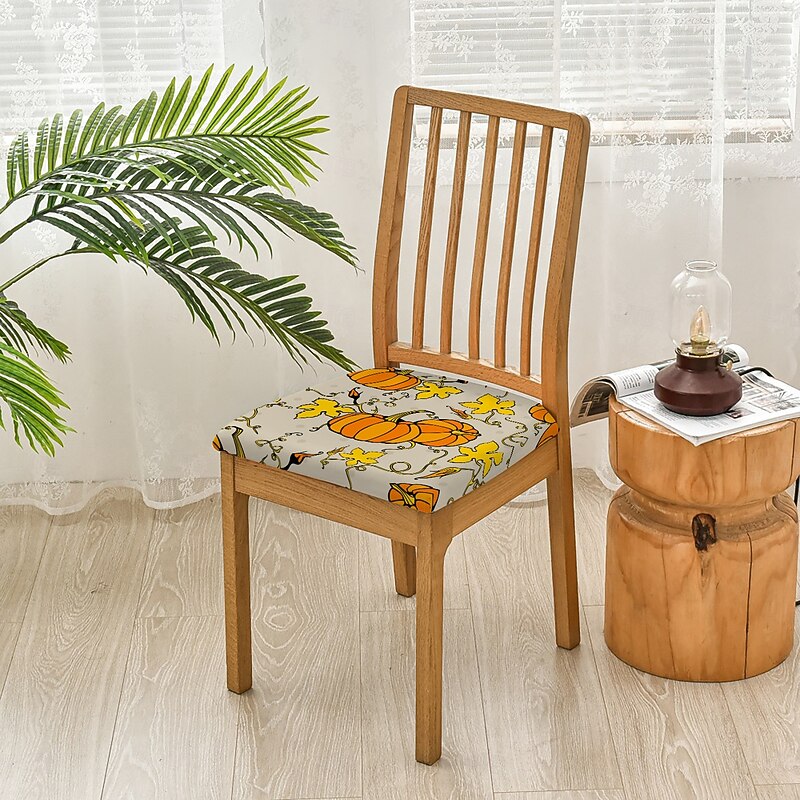 Halloween Chair Seat Covers and Stool Chair Covers, Geometric Printed Polyester Slipcovers for Dining Chairs or Bar Stools, Removable and Washable Holiday Decor4