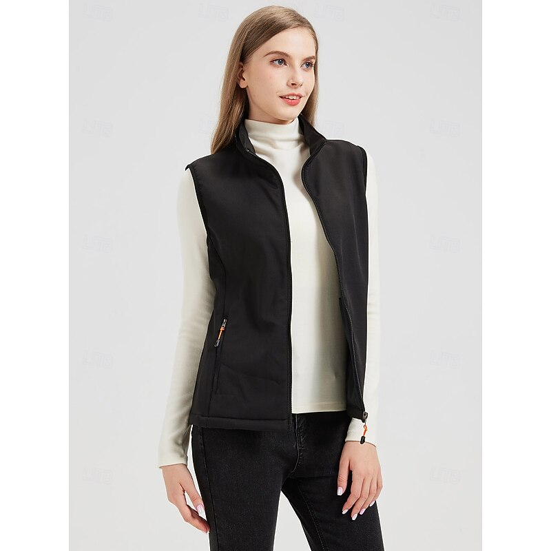 Women's Hiking Vest Fleece Vest Winter Vest Sleeveless Vest Top Outdoor Thermal Warm Waterproof Windproof Front Zipper Winter Basic POLY Black Ski / Snowboard Fishing Camping / Hiking / Caving4