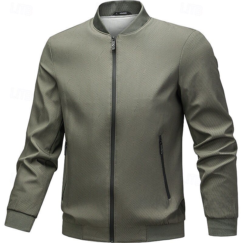 Men's Jacket Casual Jacket Outdoor Vacation Warm Zipper Pocket Fall Winter Plain Fashion Streetwear Standing Collar Regular Black Royal Blue Khaki Jacket4