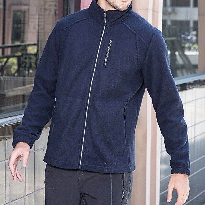 Men's Hiking Jacket Fleece Jacket Thermal Jacket Winter Outdoor Thermal Top Red Blue Dark Blue4