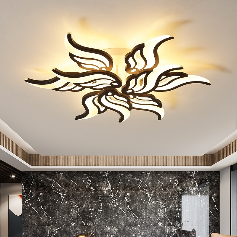 3-Light 5-Light 60/67/79/78/88/98 cm Dimmable Cluster Design Ceiling Lights Metal Acrylic Layered Artistic Style Modern Style Painted Finishes Black LED Modern 110-120V 220-240V3