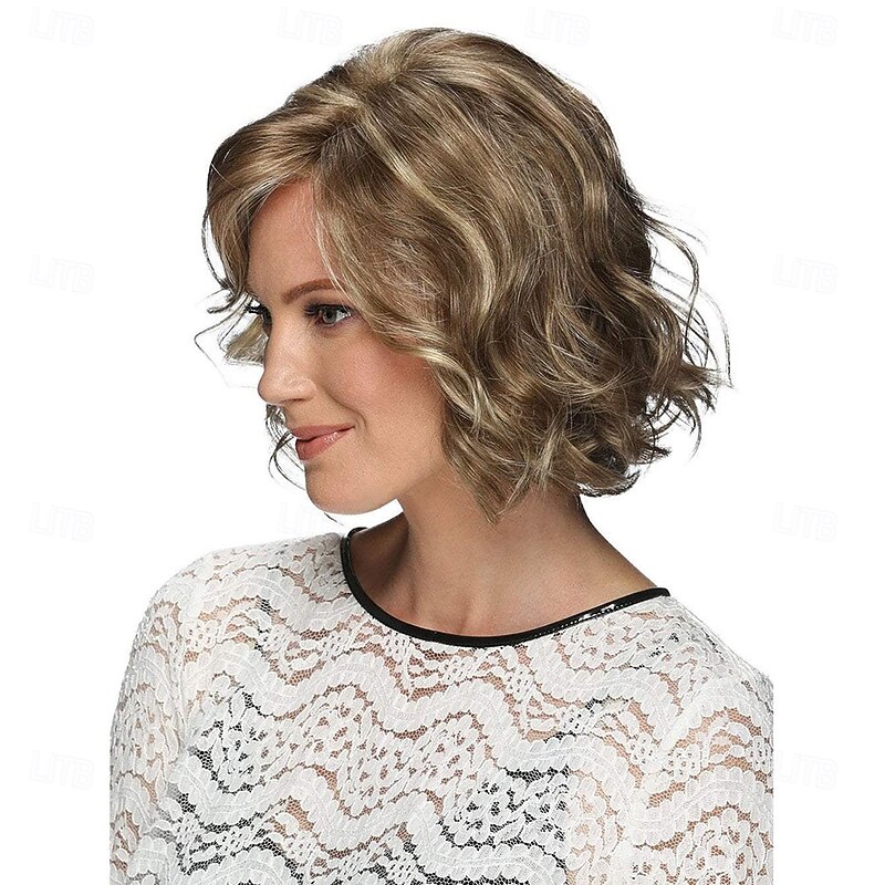 Women's Short Curly Brunette Wig with Blonde Highlights – Heat-Resistant Synthetic Hair for Cosplay, Halloween & Everyday Fashion4