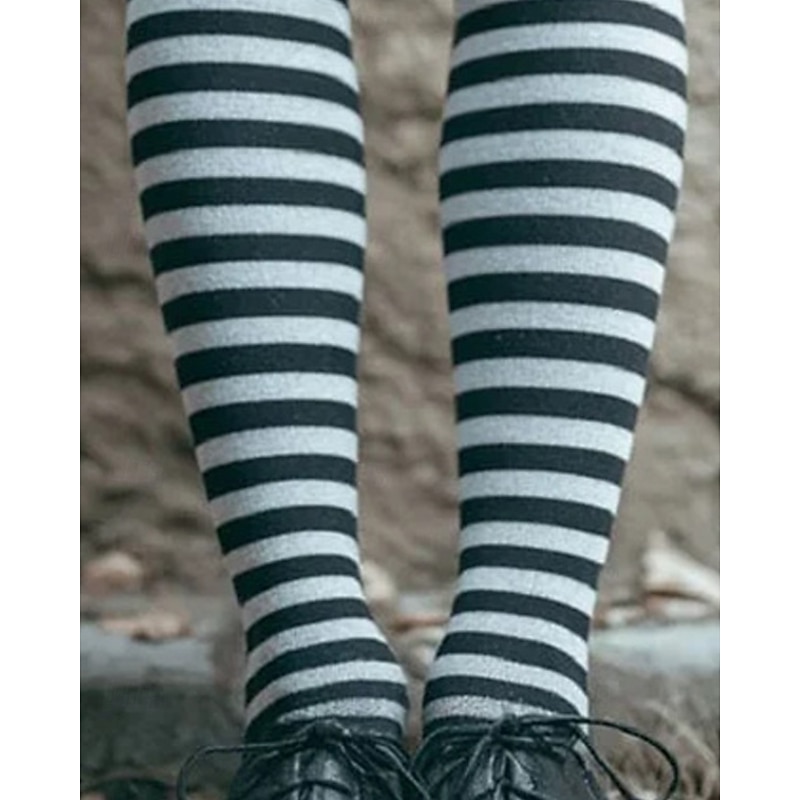 Women's Pants Trousers Leggings Cozy Leggings Streetwear Casual Full Length High Waist Skull Stripe Elastic Waist Print Breathability Comfortable Stretchy Vacation Street Daily Wear White Spring Fall3