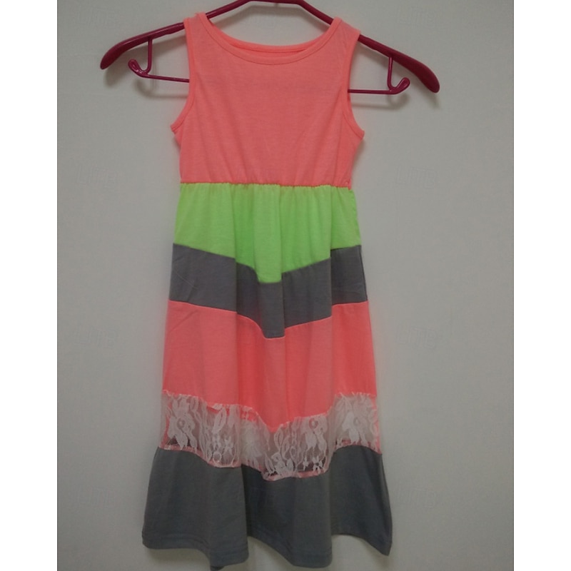 Mommy and Me Dresses Striped Street Patchwork Yellow Sleeveless Maxi Tank Dress Active Matching Outfits3