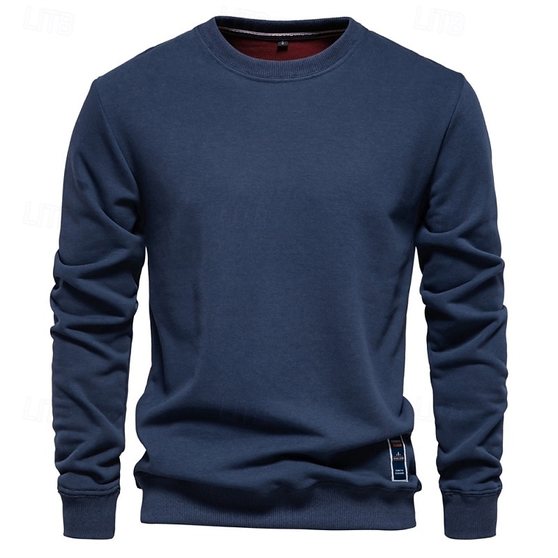 Men's Sweatshirt Pullover Hoodie Sweatshirt Pullover Black Army Green Navy Blue Orange Khaki Crew Neck Plain Sports & Outdoor Casual Daily Streetwear Cool Sportswear Spring &  Fall All Seasons2