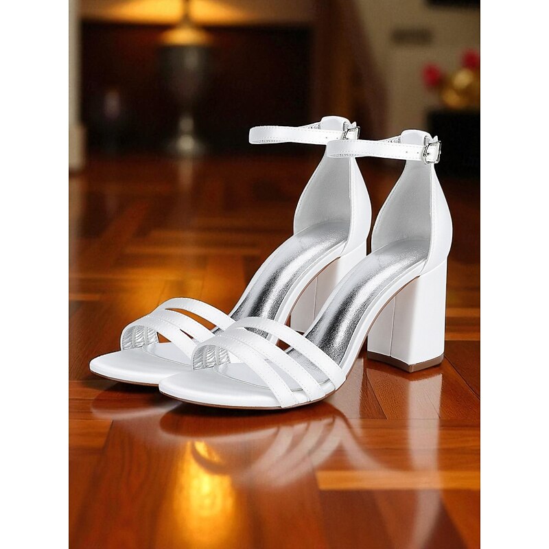 Women's Purple Satin Block Heel Sandals with Ankle Strap - Elegant Open Toe Dress Shoes for Cocktail Party and Formal Occasions4