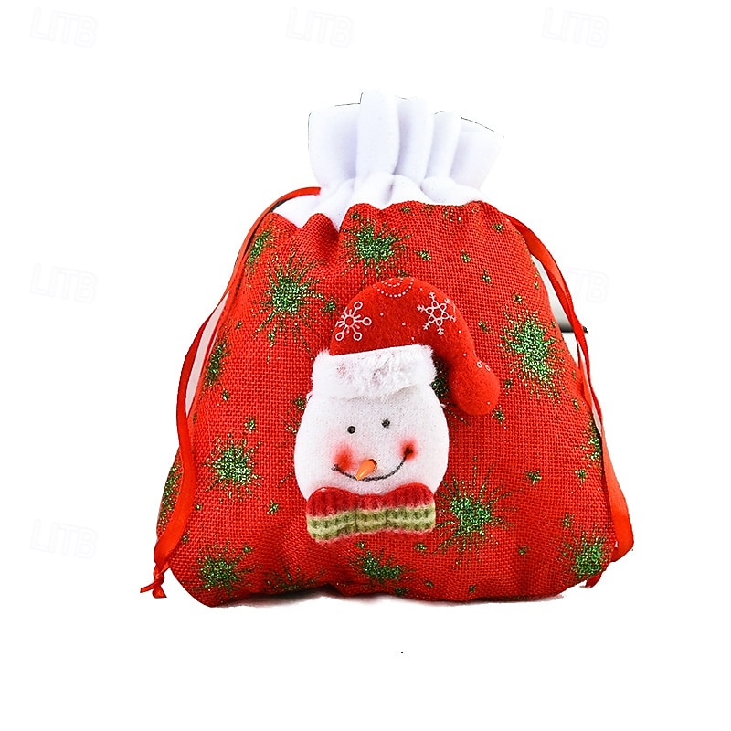 Christmas Gift Tote Bag Holiday Gift Bag with Apple Print, Festive Xmas Decoration, Reusable Present Bag2