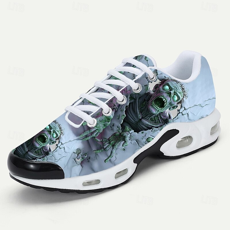 Men's Halloween Zombie Print Sneakers – Spooky Graphic Lace-Up Running Shoes for Costume Party and Festival Wear4