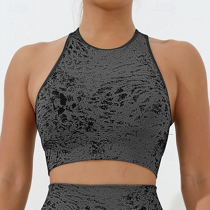 Women's Workout Tank Tops Sports Bra Underwear Medium Support Breathable Criss-Cross Back Print Sport Activewear Black Blue Gym Workout Athletic4