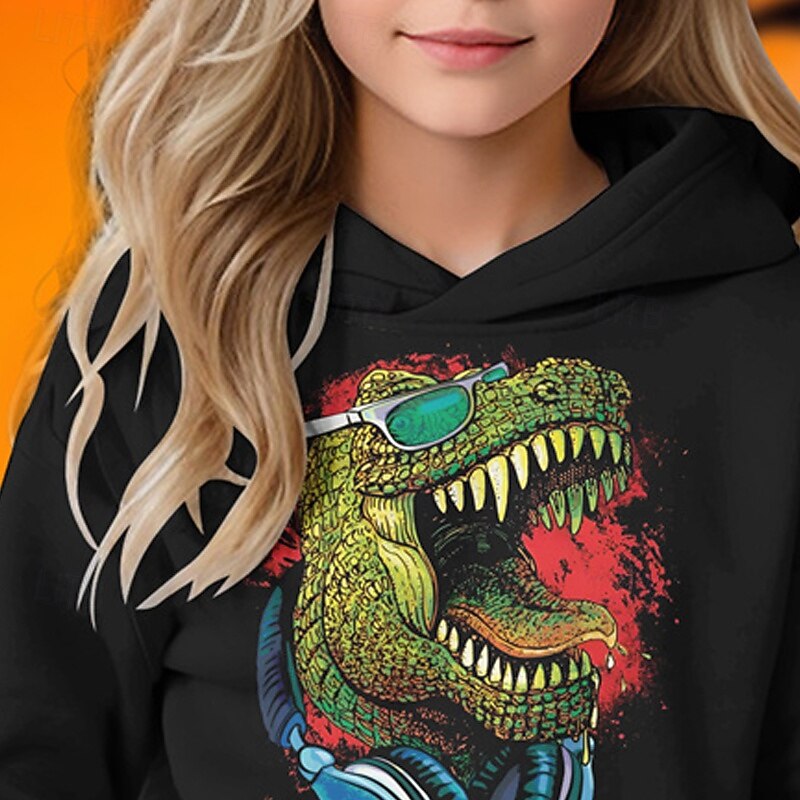 Halloween Boys' 3D Dinosaur Hoodie Long Sleeve Spring Fall Fashion Streetwear Kids 4-12 Years Hooded Outdoor Casual Daily Regular Fit2