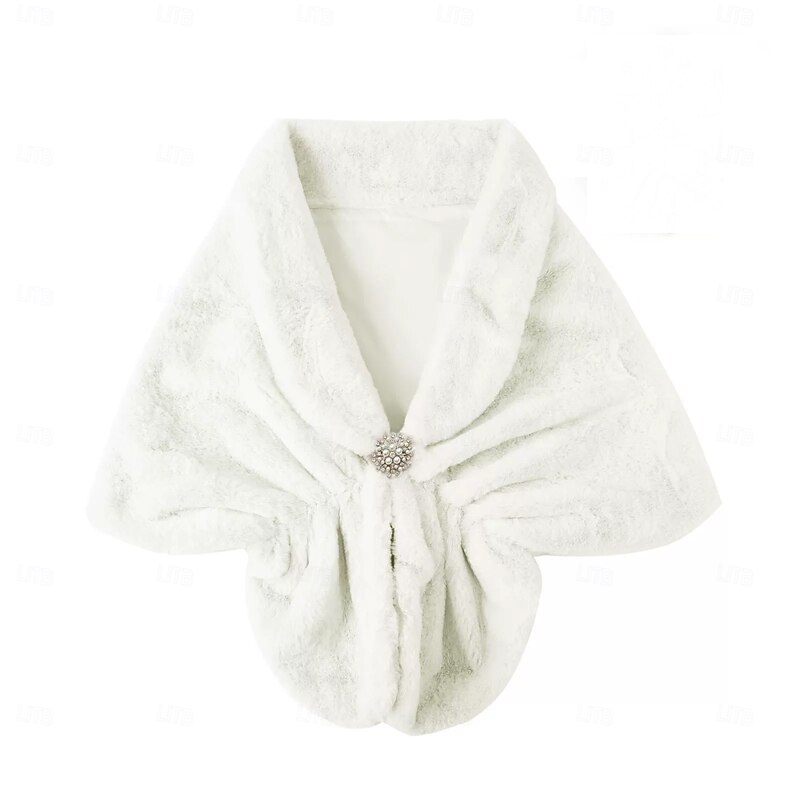 Shrug Elegant Vintage Half Sleeve Faux Fur Wedding Wraps With Pure Color For Wedding Spring3
