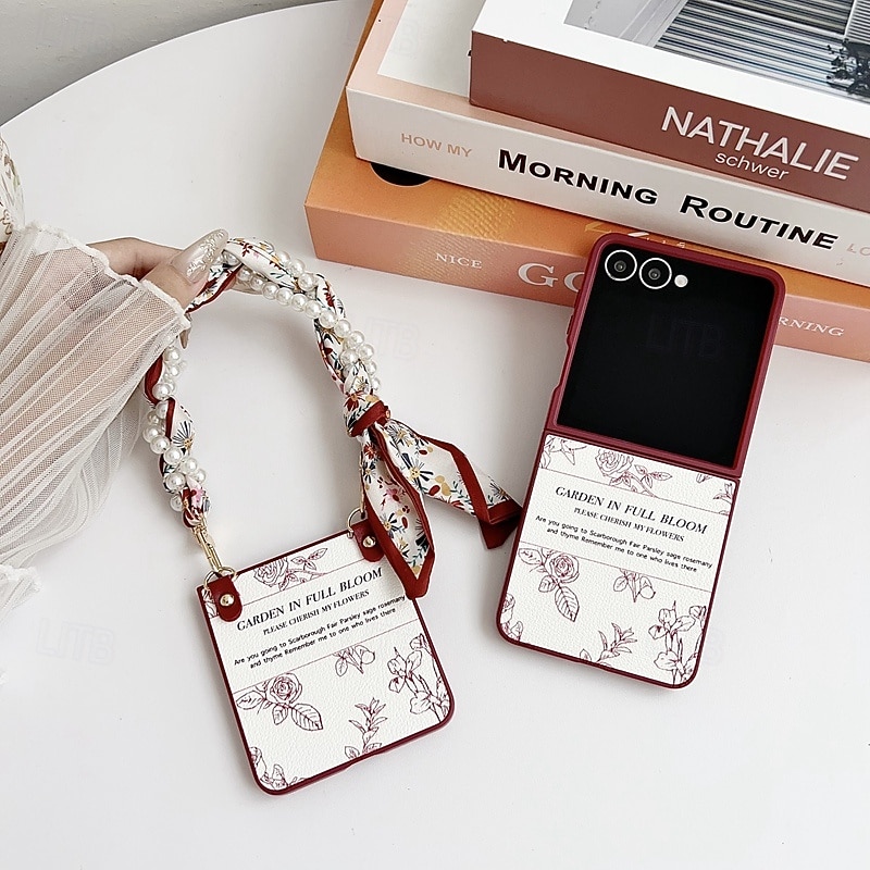 Phone Case For Samsung Galaxy Z Flip 7 Z Flip 6 Z Flip 5 Z Flip 4 Back Cover Shockproof Flower Floral PC