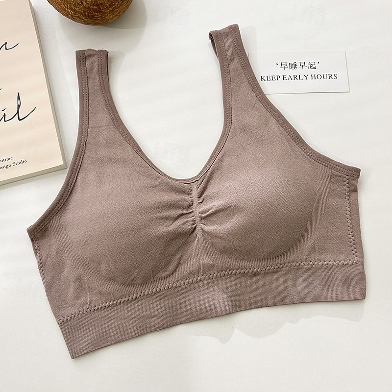 Women's Sports Bra Scoop Neck Comfortable Basic Sleeveless Medium Support Sports Solid Color Bra Top For Running Yoga Classic-Fit Plus Size Activewear2